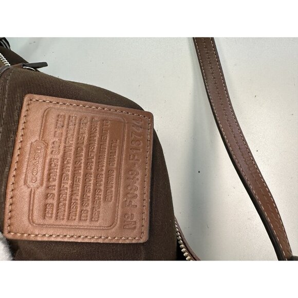 WORN - COACH F13744 Brown Signature Ashley Shoulder Leather trim Hobo Bag - Picture 7 of 12